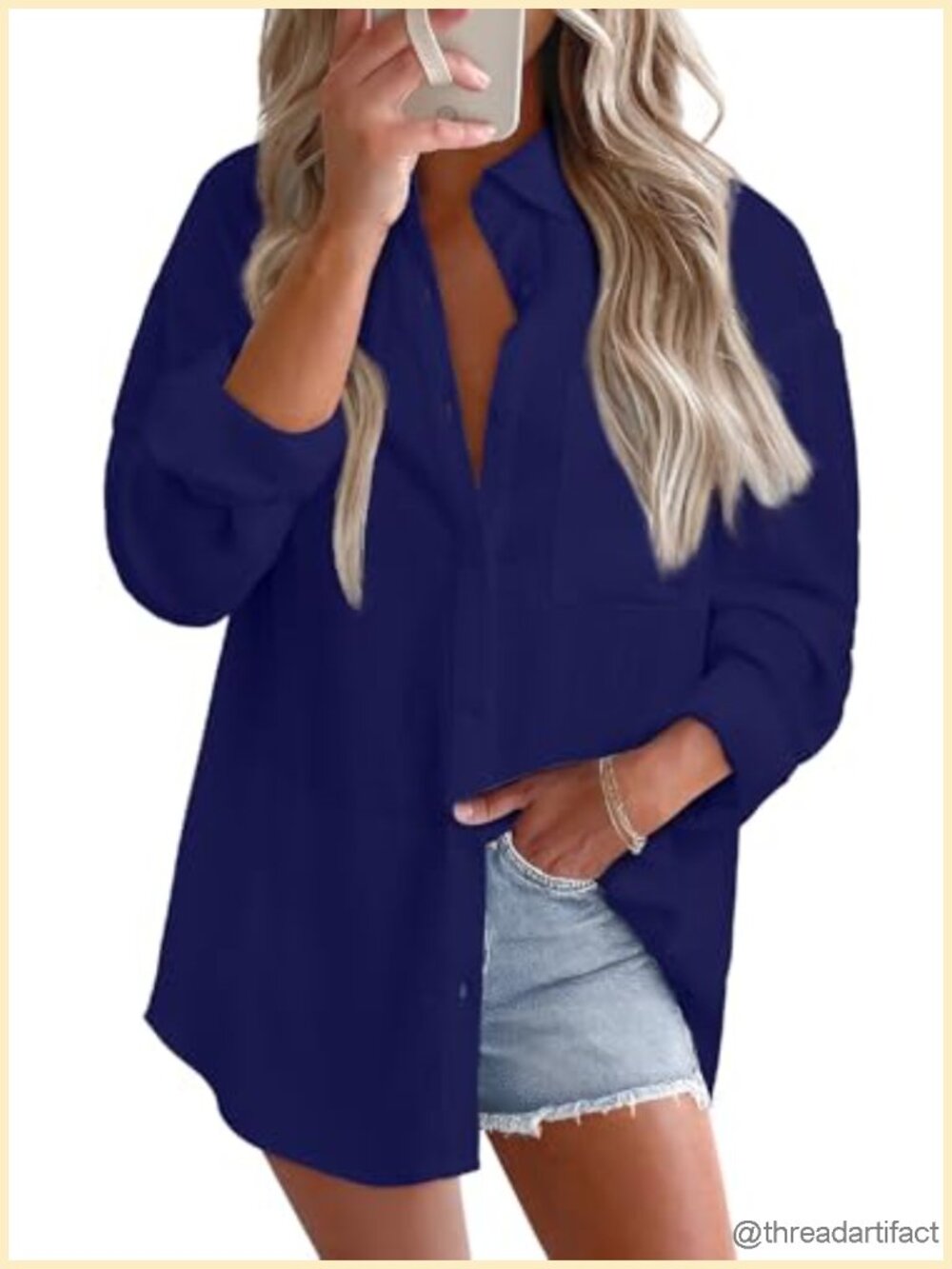 Linen Cotton Button Down Shirt V Neck Roll Up Sleeve Blouse Tunic Top